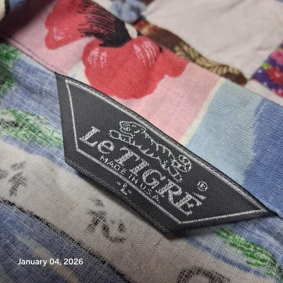 Vintage 90s Le Tigre Hawaiian Beach Surf Shirt Size Large Aloha Tropical - Picture 2 of 7